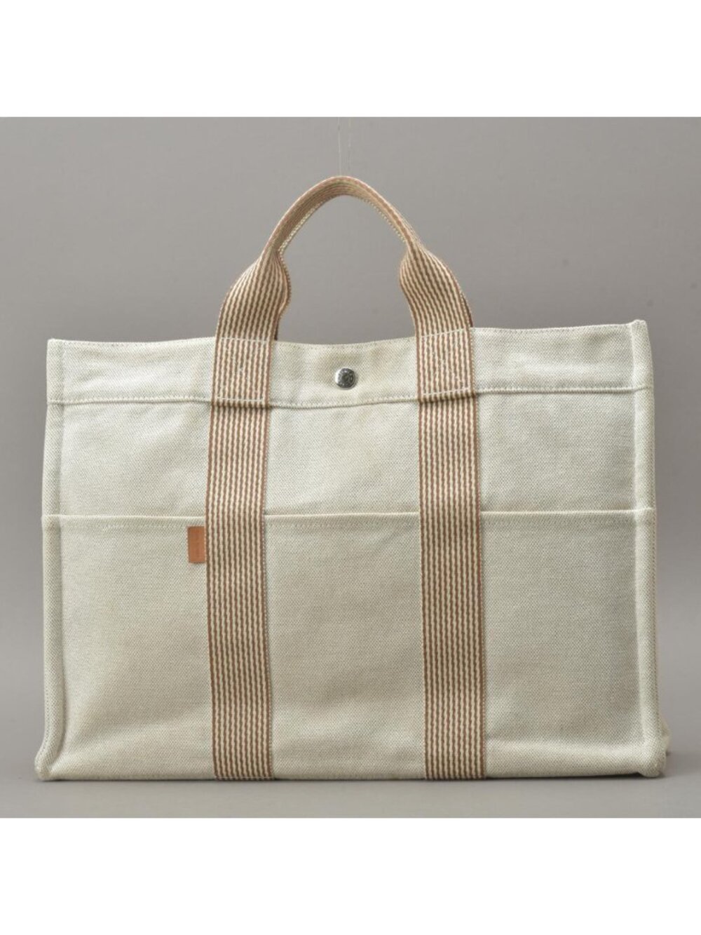 Hermes New Fourre Tout MM Tote Canvas Beige Brown